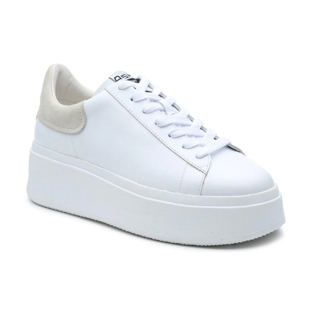 Ash Moby Low Top White/Beige Platform Sneakers Size 8.5